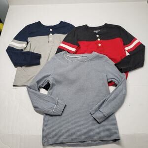 Oshkosh B'gosh Henley Long Sleeve Tee Shirt Boys 5T Red Blue Gray Carters Casual